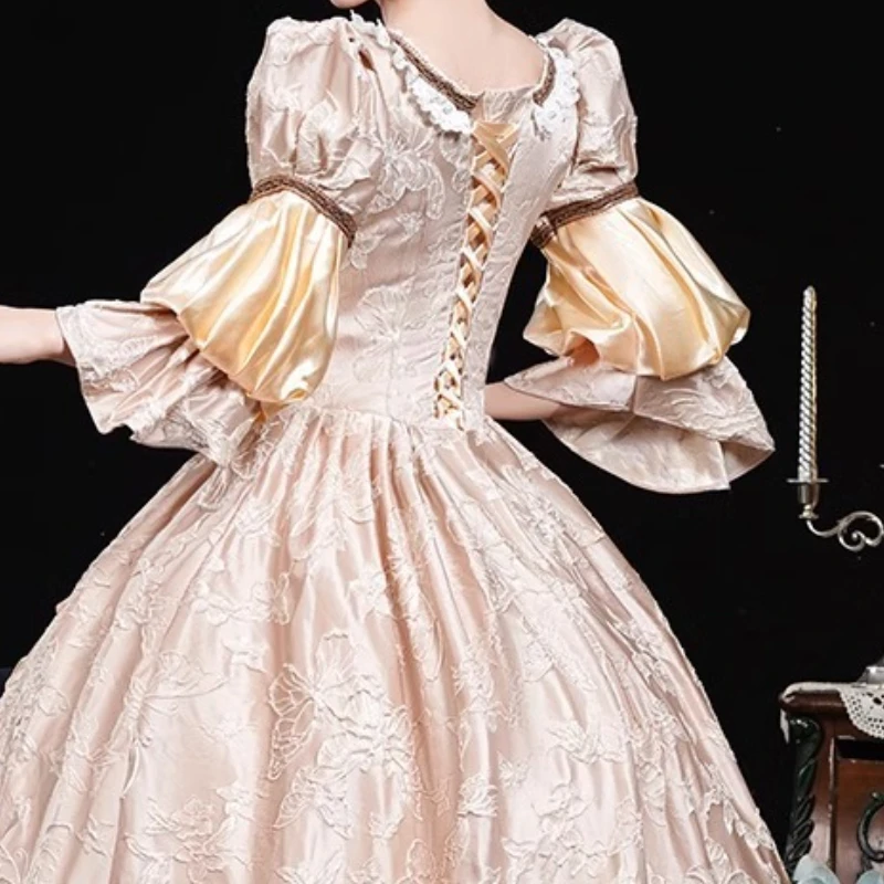 ยุคกลางภาษาฝรั่งเศสคําภาพวาดสีน้ํามัน Court ชุดผู้หญิง Retro Catwalk Masquerade Ball STAGE Performance Western Vestido Gala Luxo