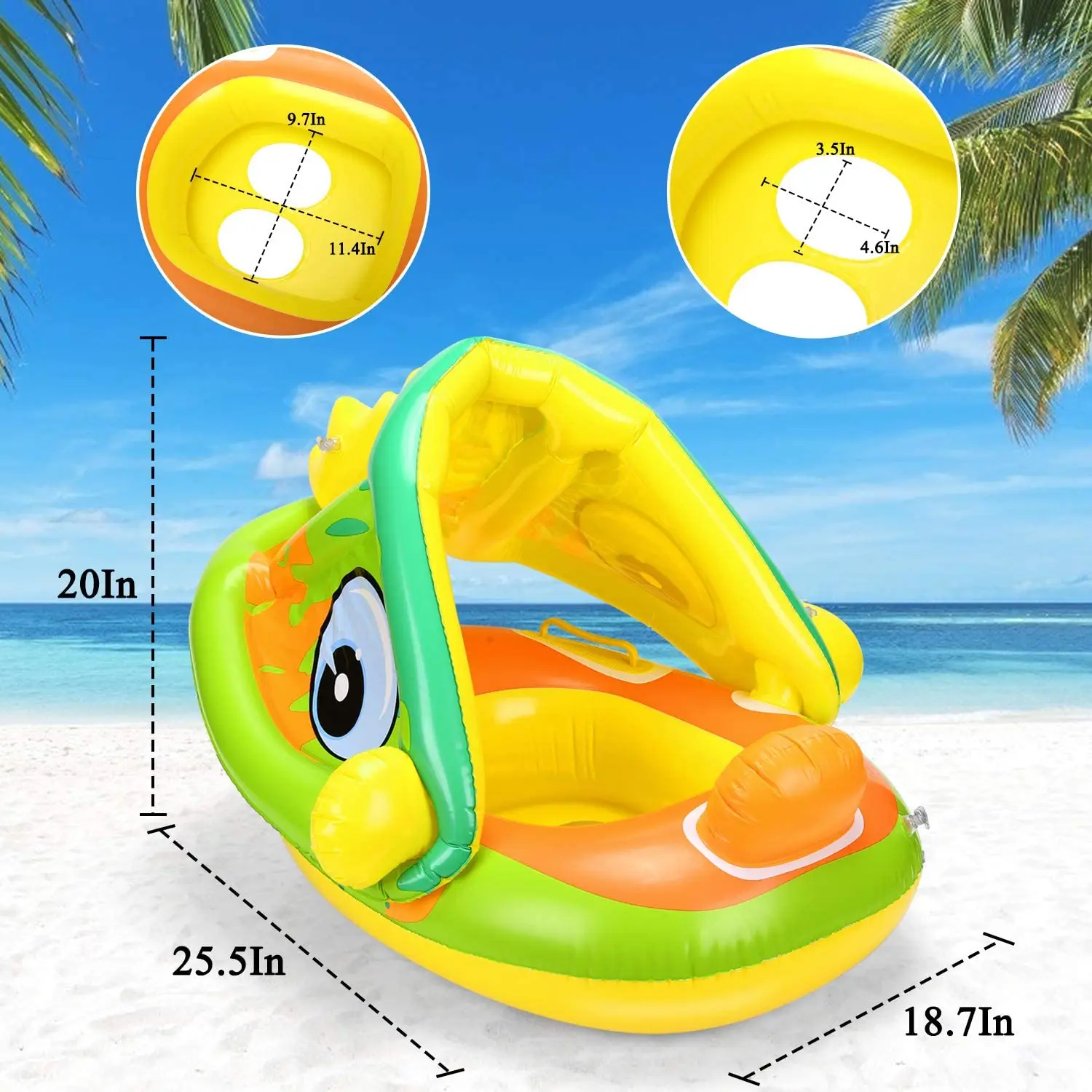 Little Frog Baby Toddler Kids Swimming PVC Exercise Ball Inflatable Pool Float Ring Lightweight Foldable Waterproof Portable