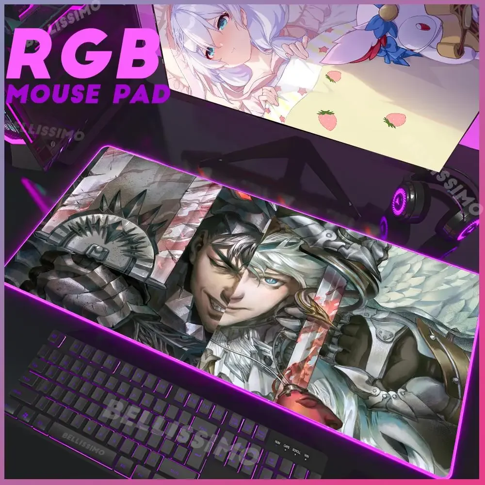 Mouse Pad Berserk Guts Anime RGB Gaming Mouse pad Large Cool Office Mause Pad Keyboard Desk Game Rubber No-slip keyboard Pad