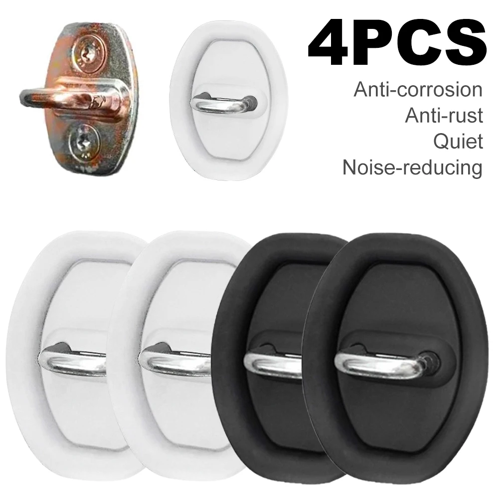 4Pcs Car Door Latch Protective Cover Silicone Anti-Collision Protective Cover Silent Shock Pads Car Door Lock Protective Cover