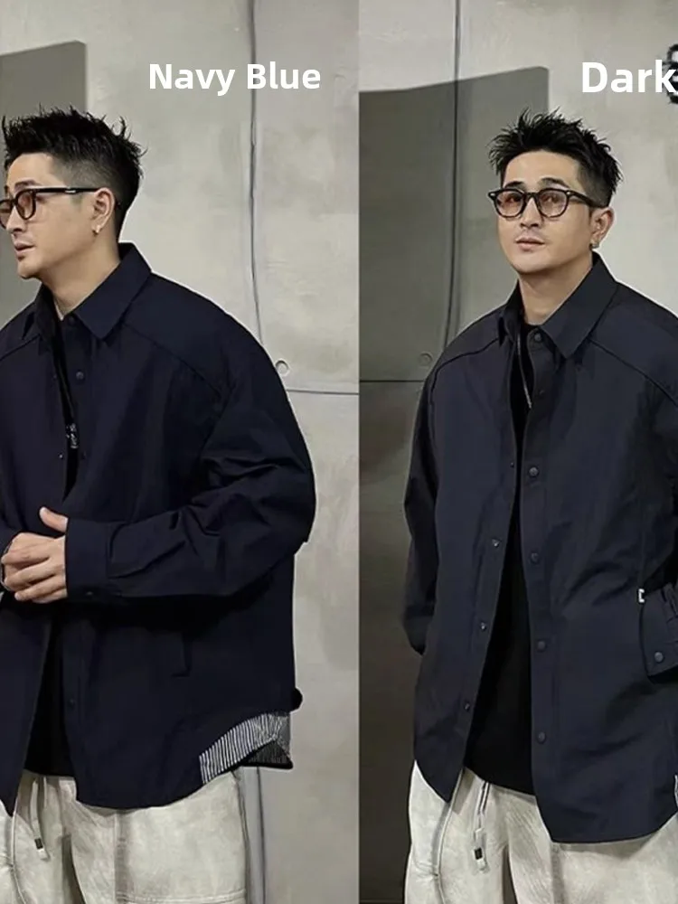 

Deconstructed Two-Piece irt Jaet Men's Autumn Casual Sle Loose Fit Long Sve Polyester Fiber Youthful ular Outerwear