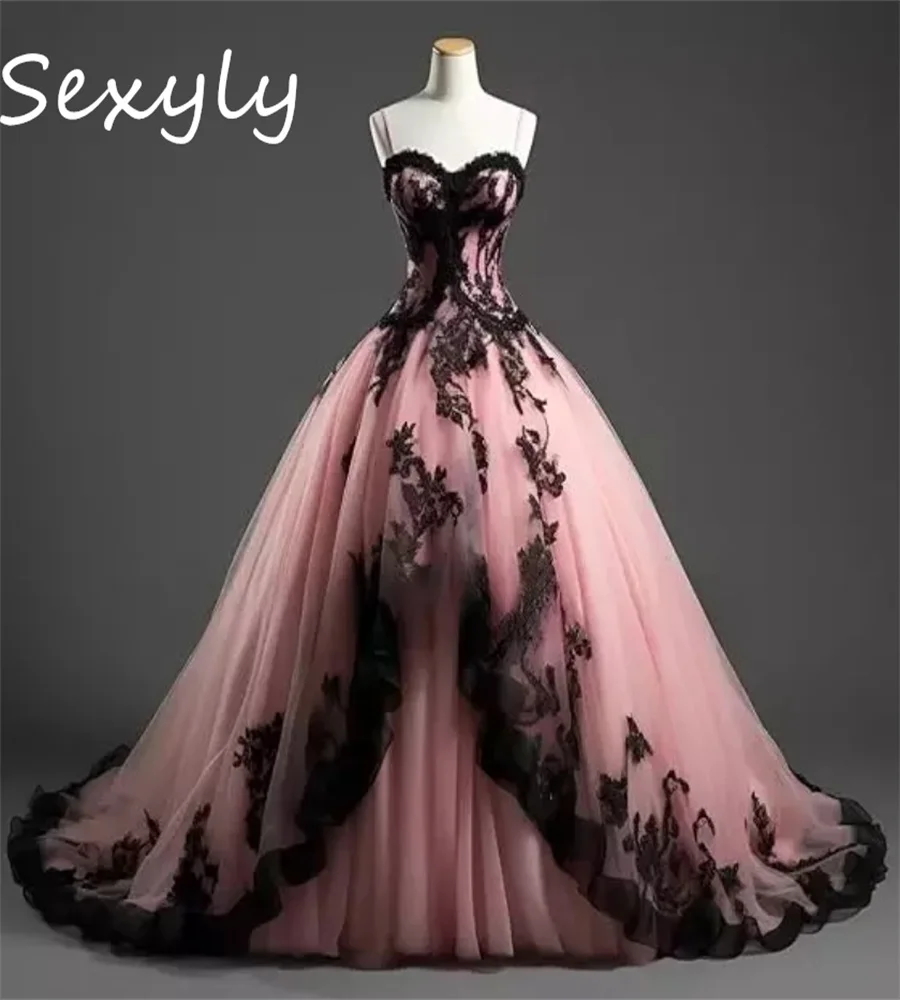 

Retro Black And Pink Wedding Dress Gothic Lace Corset Fairytale Boho Bridal Dress 2025 Civil Bride Dress Aesthetic Customized