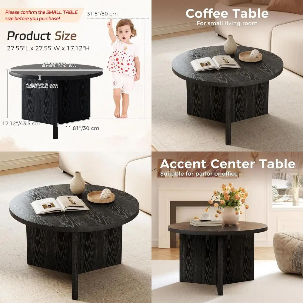 

Compact Modern Coffee Table for Small Living Spaces with Adjustable Legs, Black