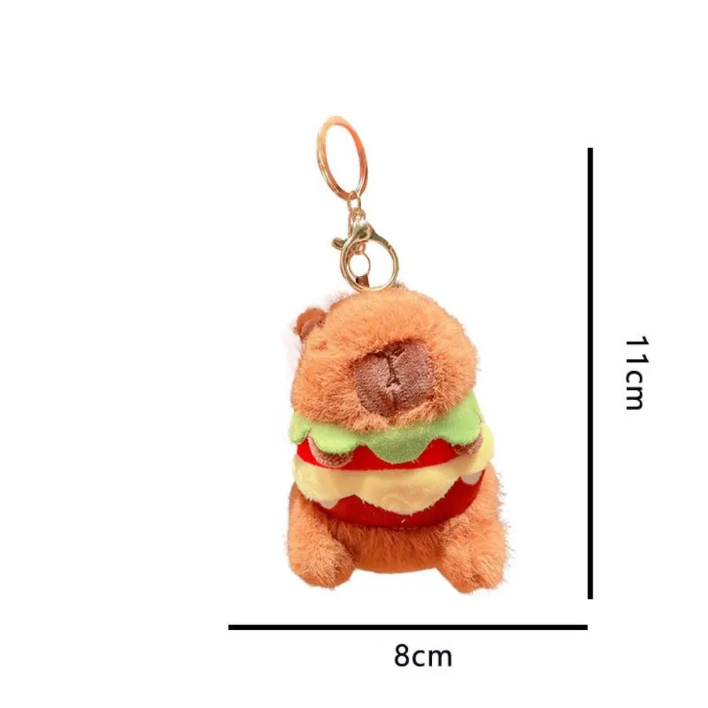 Stuffed Capybara Capybara Plush Keychain Soft Cat Capybara Hamburger Plush Toy Cartoon Dog Burger Kapibara Plush Doll