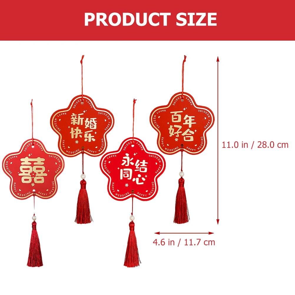 

4 Pcs Hanging Tags Elegant Room Decors Metal Hoops Wedding Party Wedding Hanging Pendant Decor Valentine Day Baubles