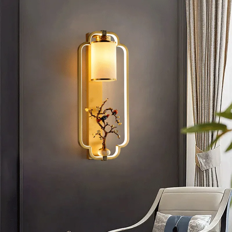 Wall lamp bedside high-end new Chinese bedroom lamp living room background wall lamp