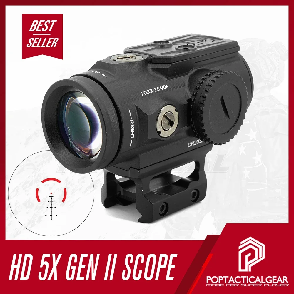 

Tactical VT HD GEN II 5X PRISM SCOPE 5.56 AR-BDC4 Reticle Fully multi-coated FMC LENS For Airsoft Hunting With Full Masrkings