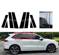 Silvery Carbon Glossy Black Pillar Posts Fit For Porsche Cayenne 92A Chassis E2 2011-2017 Window Door Column B C Sticker Cover