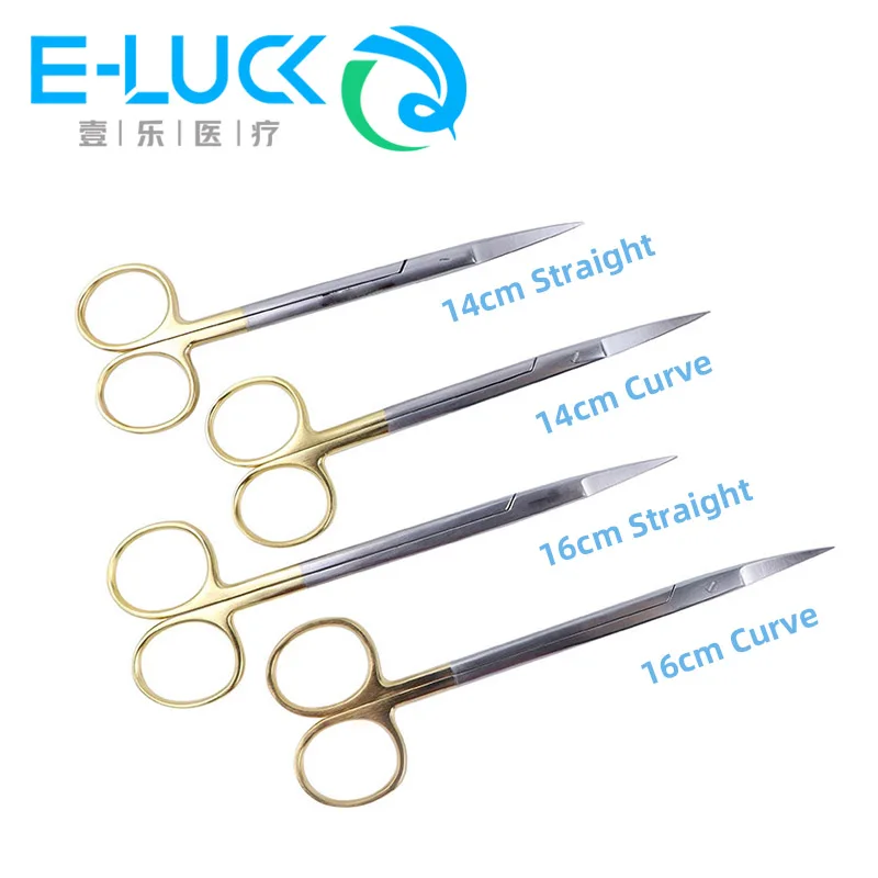 1pc Dental Forcep Scissors Stainless Golden Tissue Scissors Surgical Medical Beauty