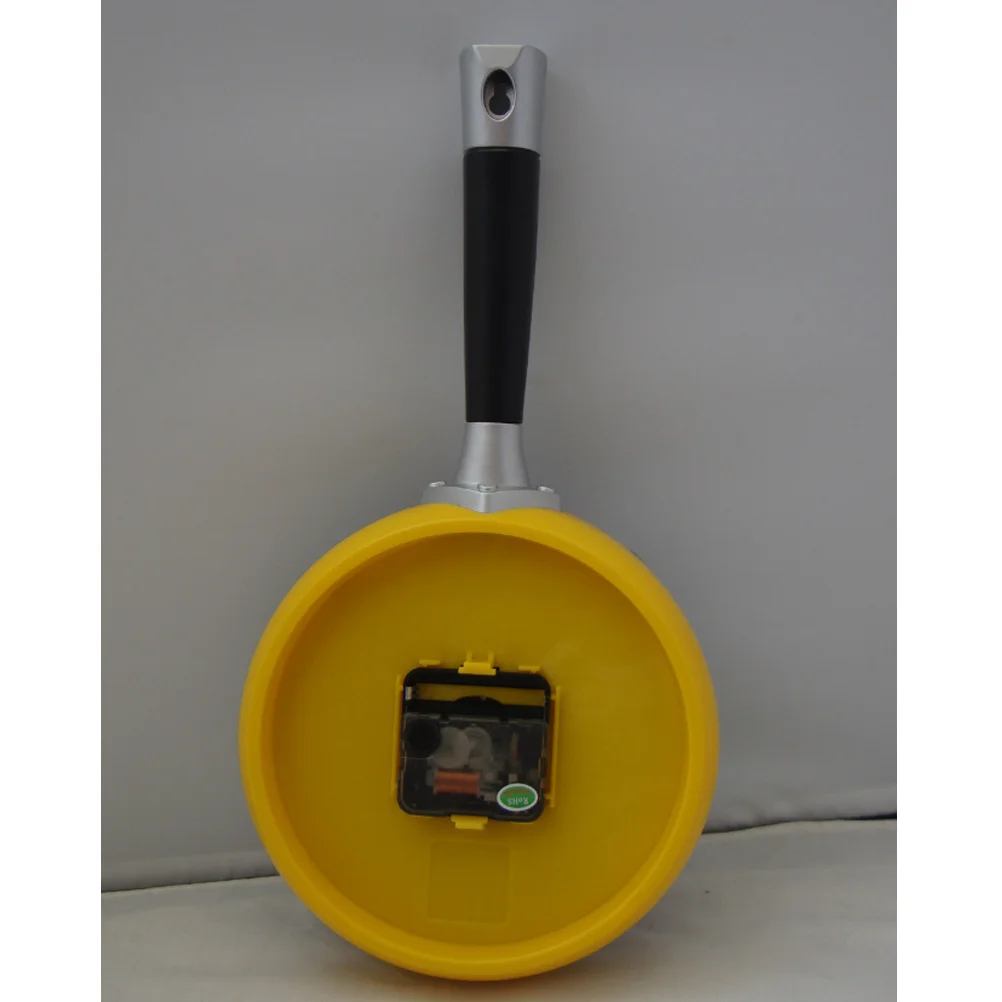 

Frying Pan Egg Omelet Wall Yellow Modern Design Abs Hanging Clock Home Decor Easy Read Arabic Numerals Cute Funny