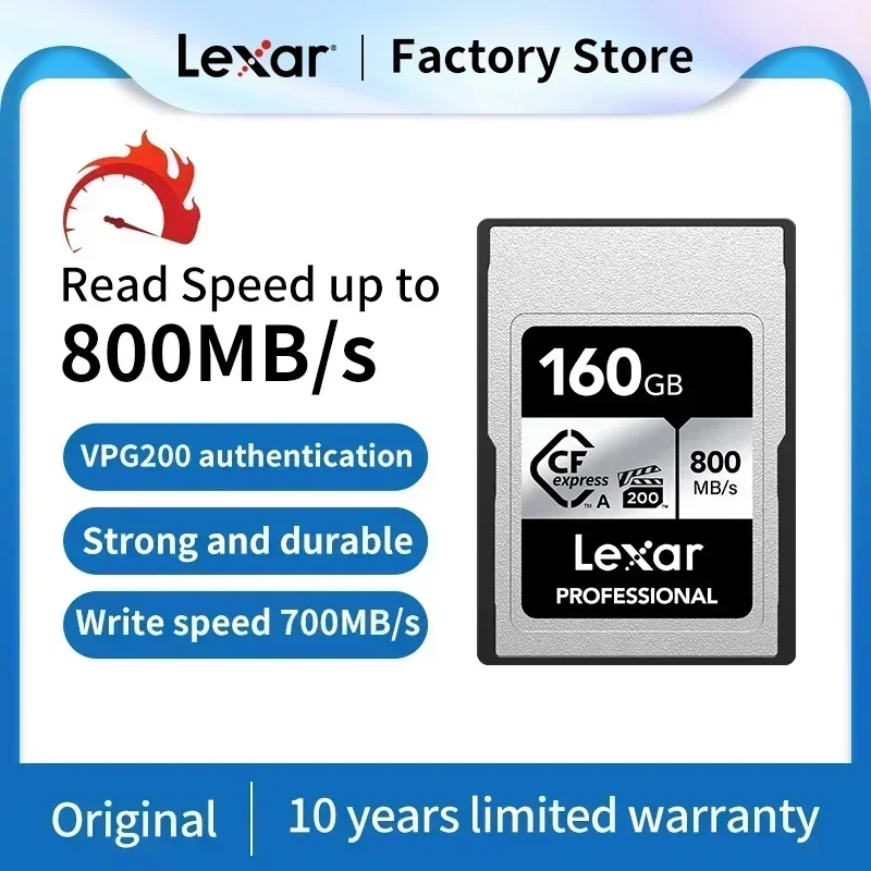 Lexar New Cfexpress Type A Memory Card 160GB 320GB CFE A Card VPG200 8K Read 800MB/s SILVER Type A Card for Sony Cameras