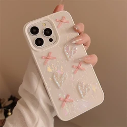 Stylish and Cute 3D Love Soft Silicone Phone Case for iPhone 14 15 Plus 11 12 13 Pro Max Bow Shell Pattern Case