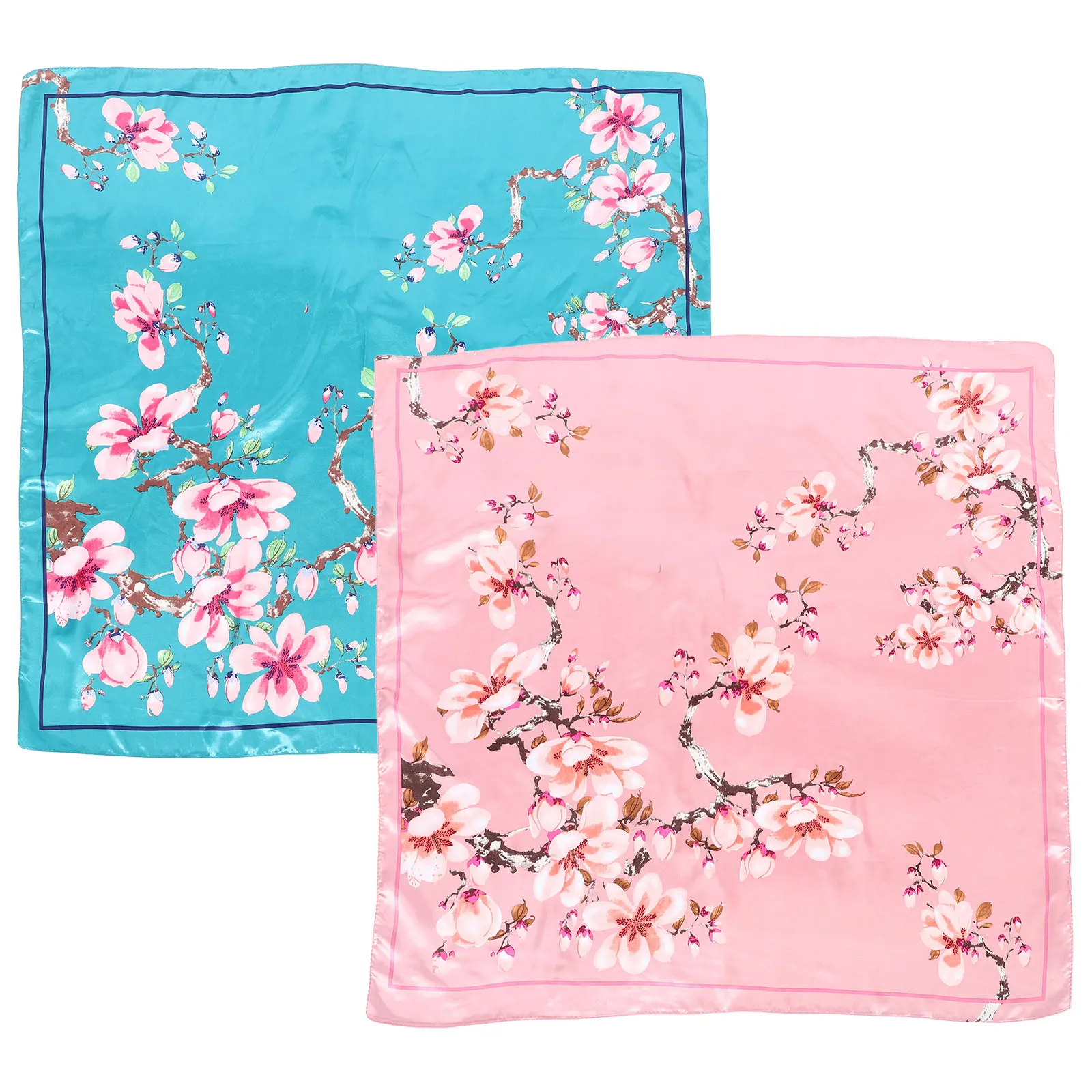 

2pcs Square Imitated Silk Hair Neck Head Wrap For Women Decorative Fashion Headscarf Bag Decoration Reusable Lightweight Durable