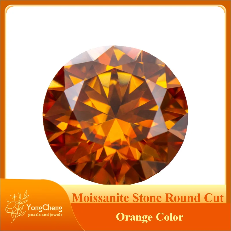 

Moissanite Stone Round Cut Orange Color Lab Grown Diamond for Custom Jewelry Making Jewelry Making Materials GRA Certificate