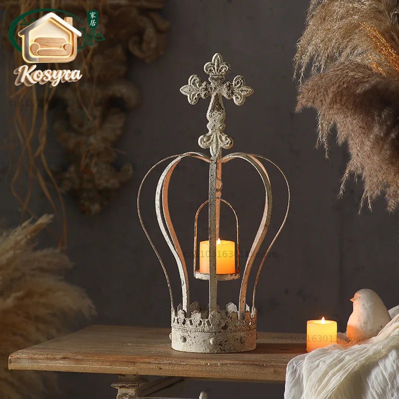 French retro old birdcage candlestick ornament wedding garden tabletop decoration candlestick ornament crown jewelry