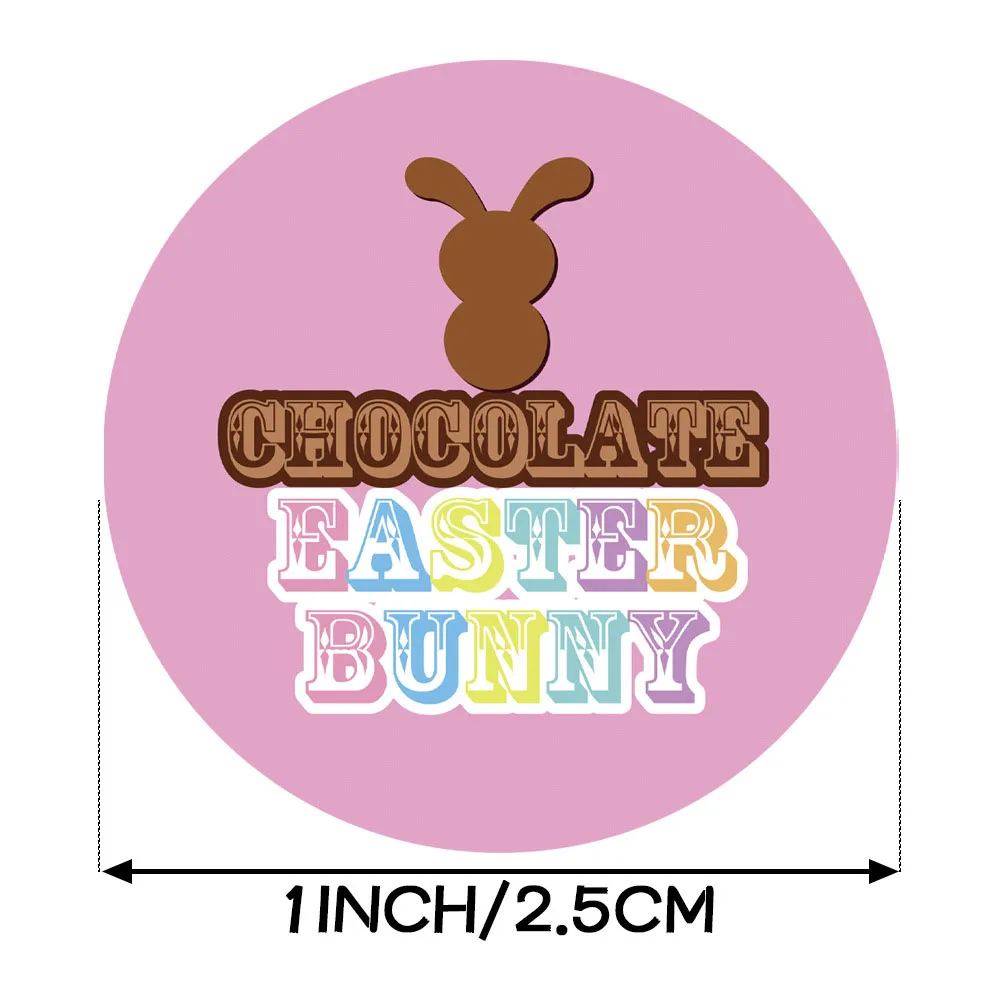 50-500pcs Round Rabbit Bunny Happy Easter Stickers For Gift Bag Box Envelope Seal Label Sticker Easter Decor Handmade Sticke