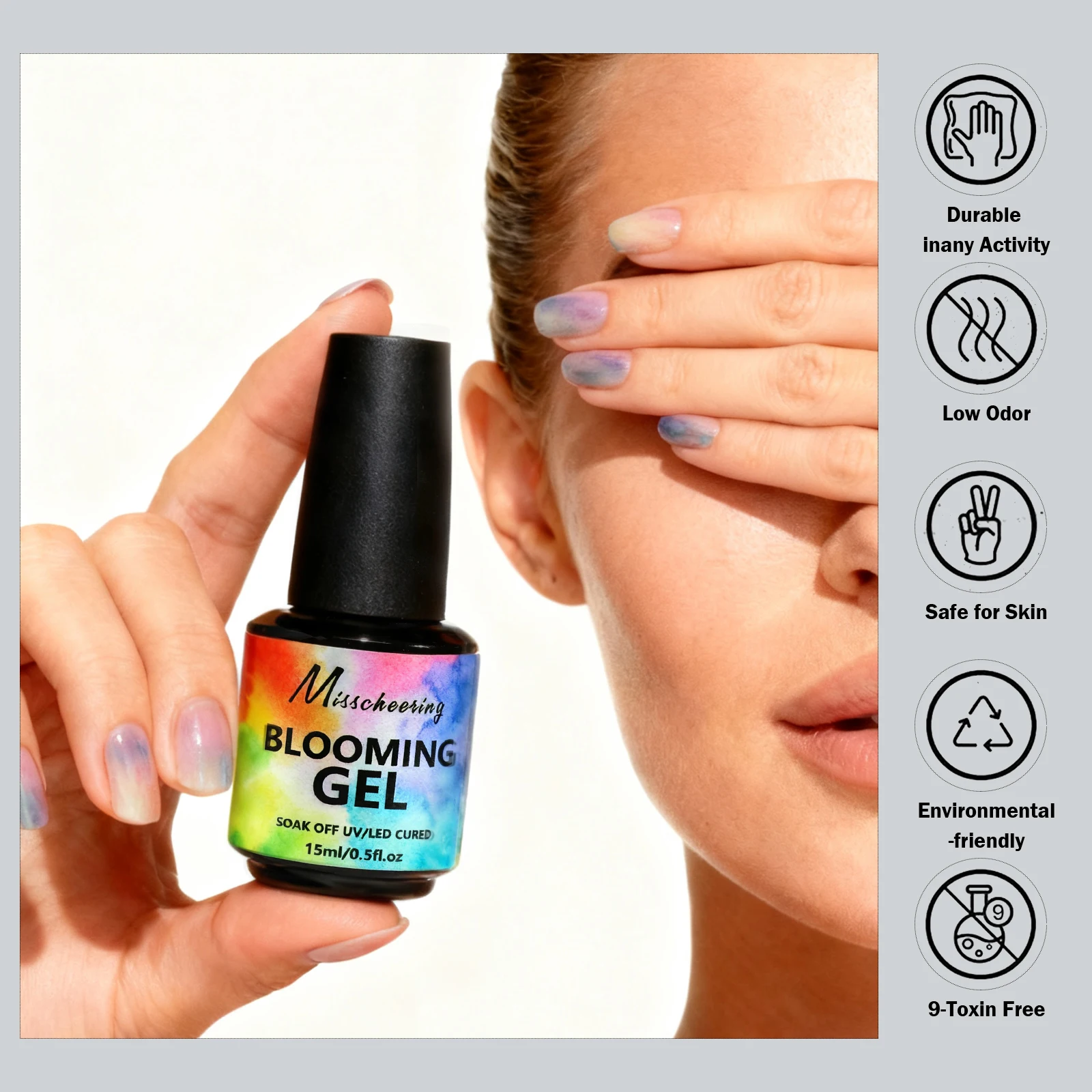 15 ml klares florales Weihnachts-Nagelgel, wischfest, mit Marmormuster, Naturstein, Aquarell, Blumenmuster, DIY-Nagelkunst-Design