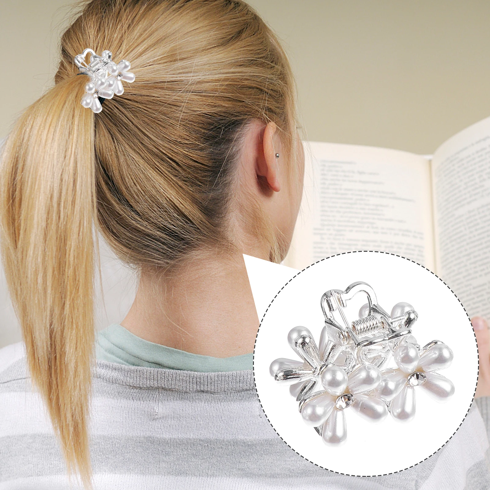

3pcs Pearl Alloy Claw For Wedding Party Women Hairpin Clip Hair Accessories Braiding Hair Clamps Tool