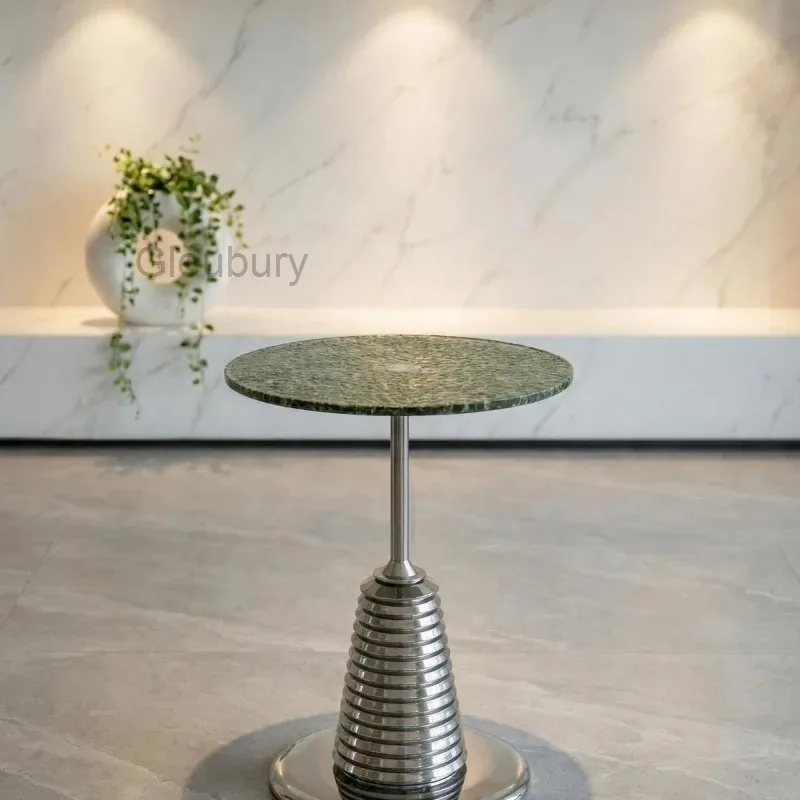 Luxury Textured Glass Accent Side Table, Round Rippled Glass Top, Stylish End Table for Living Room, Bedroom & Modern Home Decor