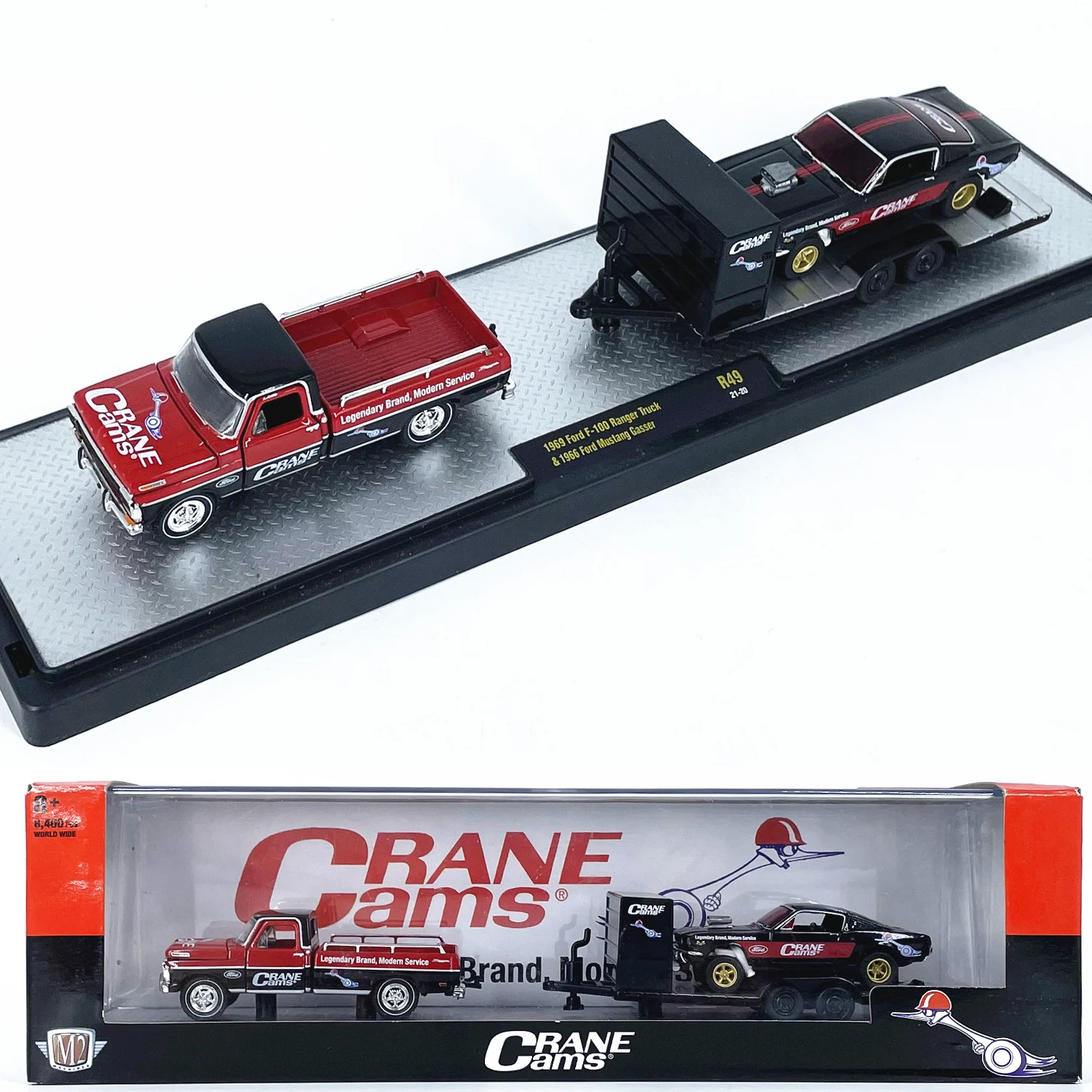 

M2 Machines 1/64 1969 ford F-100 Ranger Truck & 1966 Mustang Gasser Die-cast Alloy Car Model Collection Gift