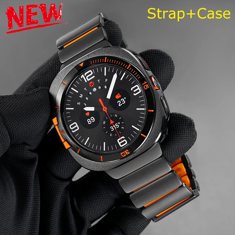 �y�Z�[�����z�����X�g���b�v+�P�[�X Samsung Galaxy Watch Ultra 2/1 47mm�p �`�^���o���h ���C�u���X���b�g ���������n�[�h�v���e�N�^�[�J�o�[�t��