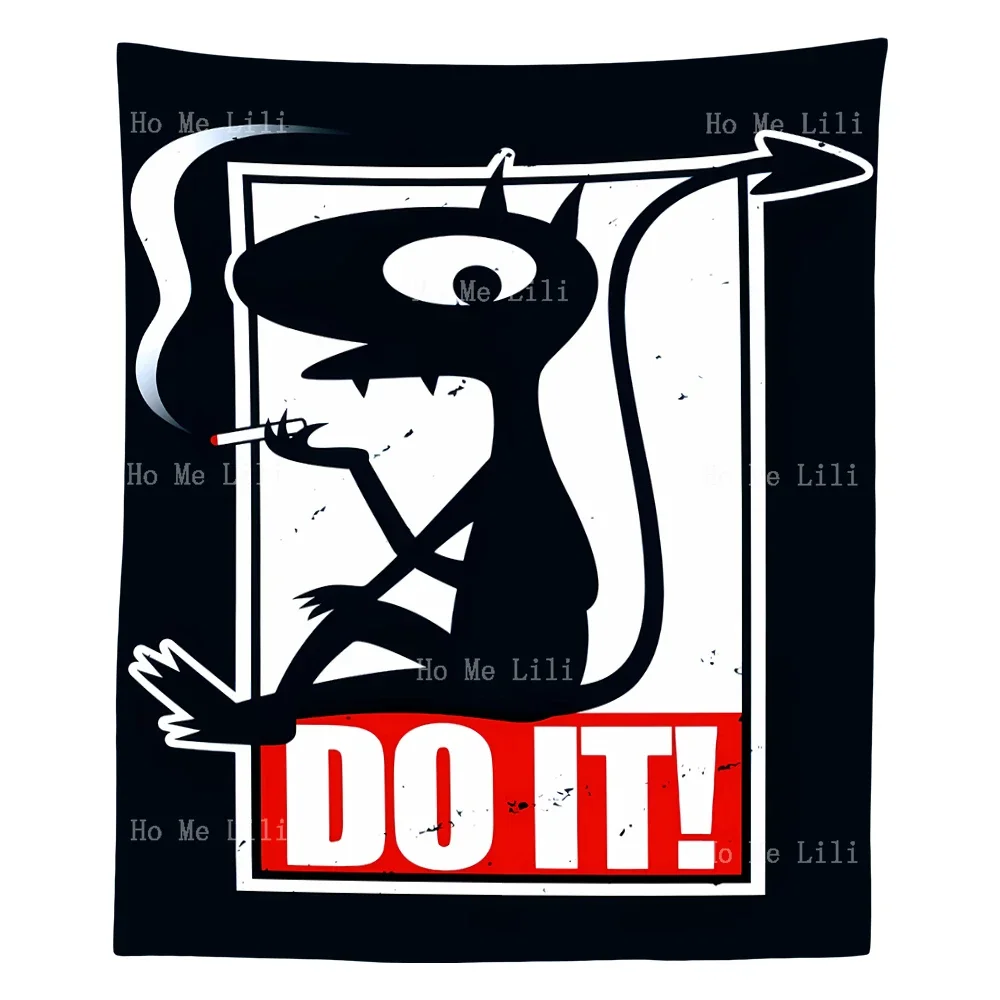 The Evil Cat Do It Obey The Demon Vintage Tapestry Wall Hanging Decor For Bedroom Living Room Dorm