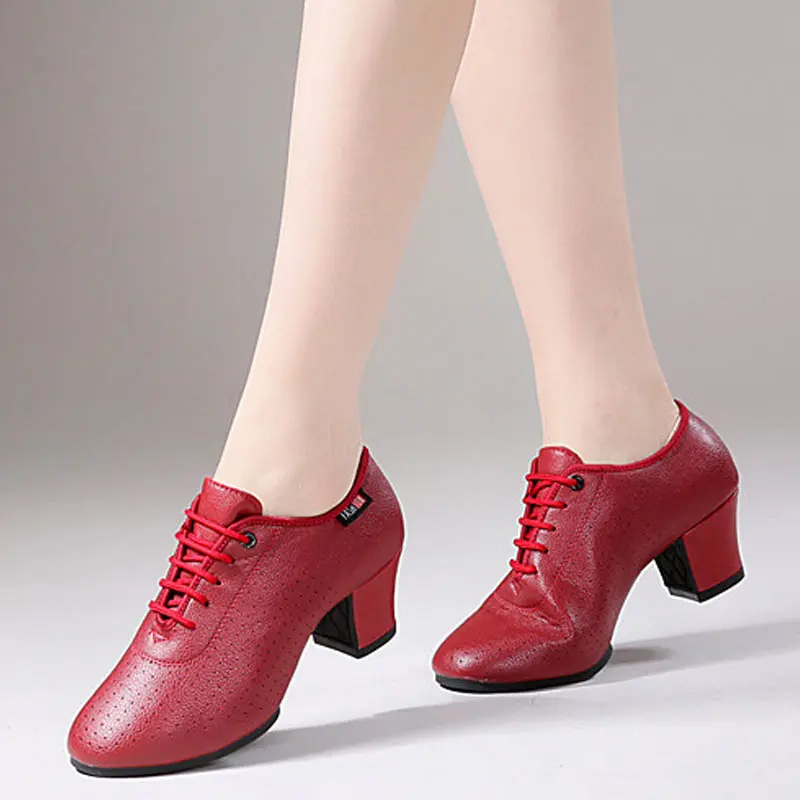Women Latin Dance Shoes Salsa Ballroom Shoe Soft Sole Breath PU Woman's Practice Dancing Shoes Heel 5cm Ladies Dance Sneakers