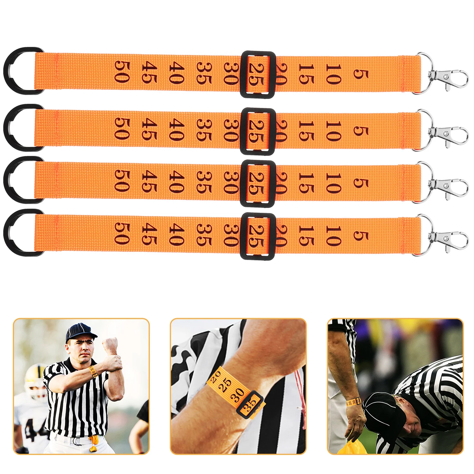 4Pcs Football Referee Chain Clips Numbered Wristband Durable Nylon Alloy Plastic Comfortable Grip Referee Accessories