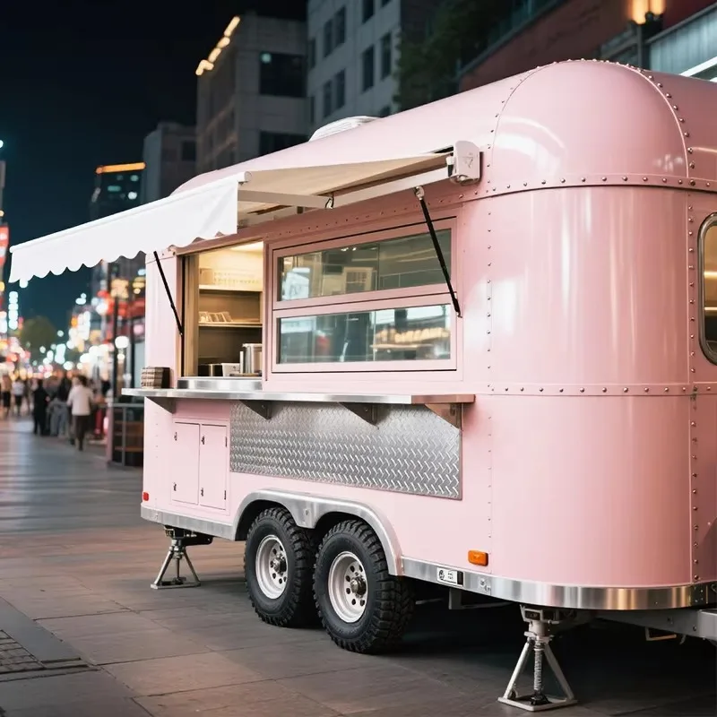 Stainless Steel Mobile Food Cart Commercial Fast Food Truck With Full Kitchen Equipment For Street Food Business view 5