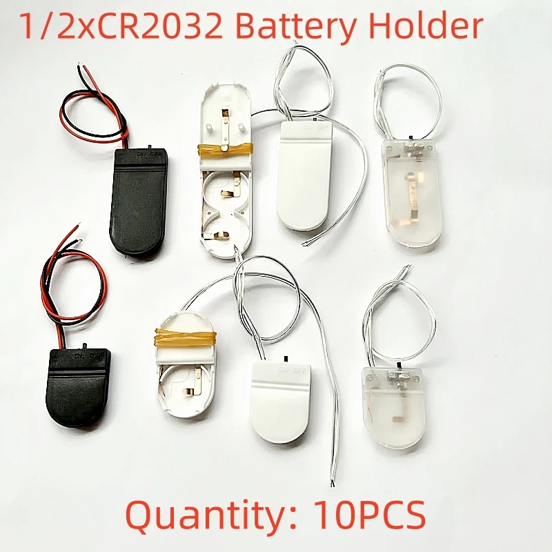 10PCS 1 2 Slots 3V CR2032 Button Coin Cell Battery Socket Holder Case Cover With ON-OFF Switch 3V Battery Storage Box Container