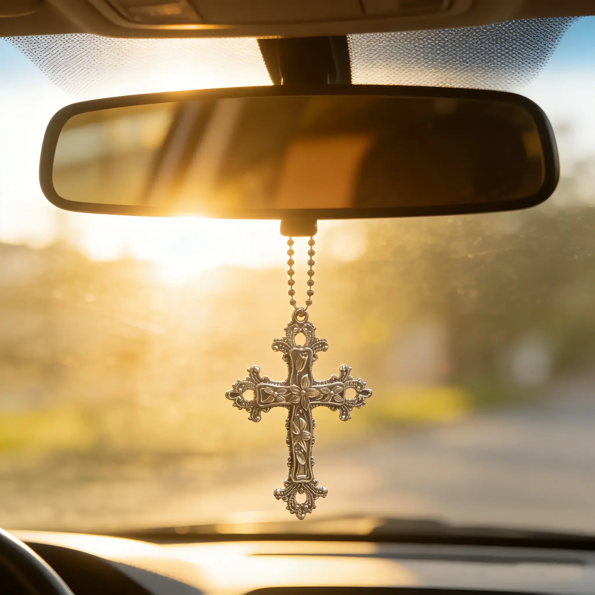 Vintage Zinc Alloy Cross Christian Amulet, Car Interior Decor, Dual-Use Daily Blessing Ornament, Retro Style, Perfect for Vehicles, Car Hanging Ornament, Car Hanging Decoration, Car Ornaments