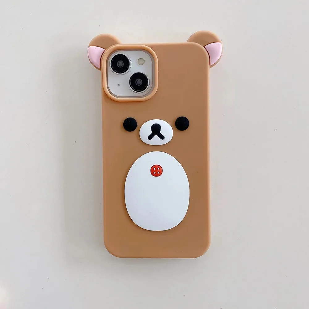 Niedliche Cartoon-3D-Rilakkuma-Bär-Telefonhülle für iPhone 17, 16, 15, 14, 13, 12, 11, Pro Max, weiche, stoßfeste Silikon-Schutzhülle – Detail 10