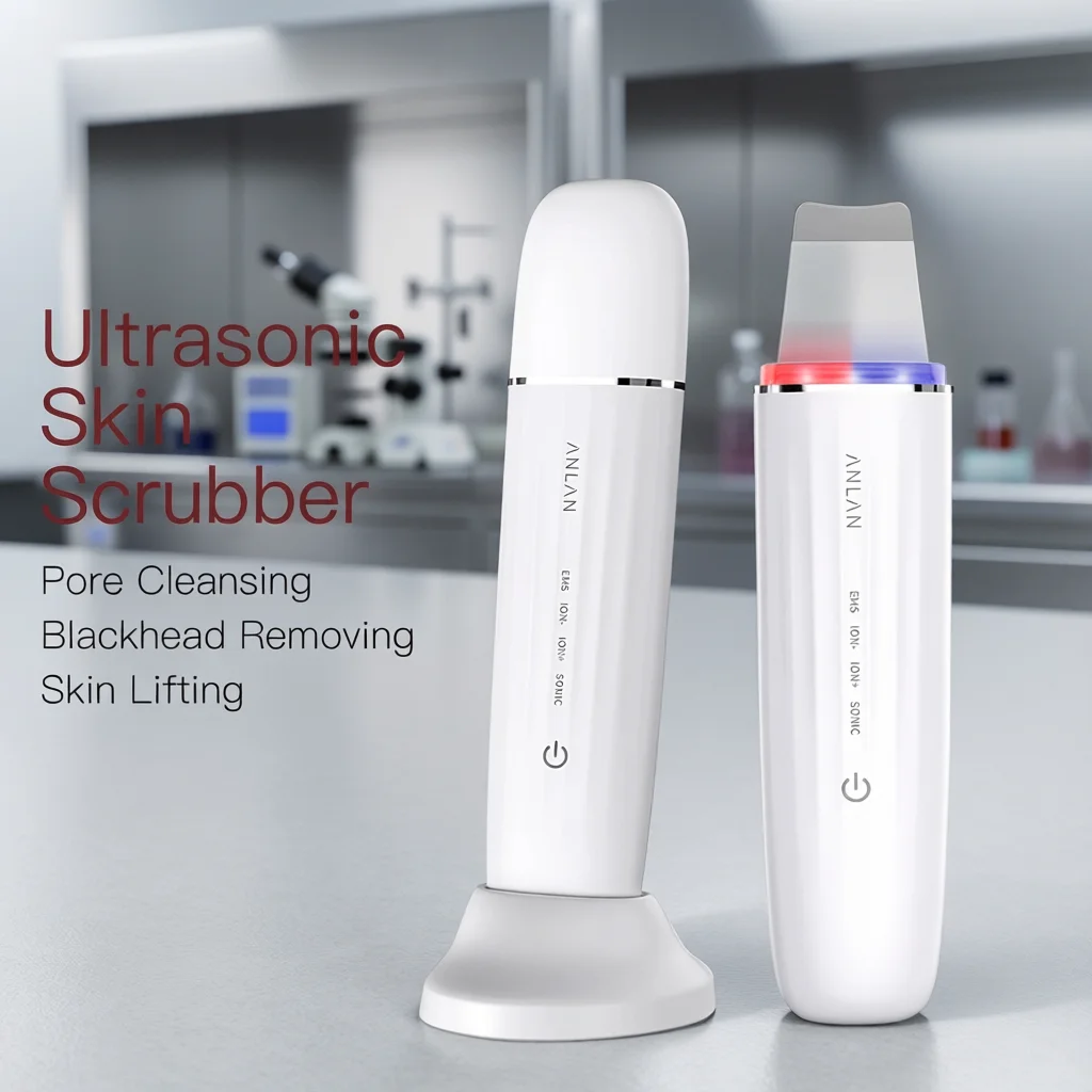 ANLAN Ultrasonic Skin Scrubber Peeling Facial Ultrasonic Facial Lifting Red Blue LED Skincare P... product image from Luma Bloom Beauty
