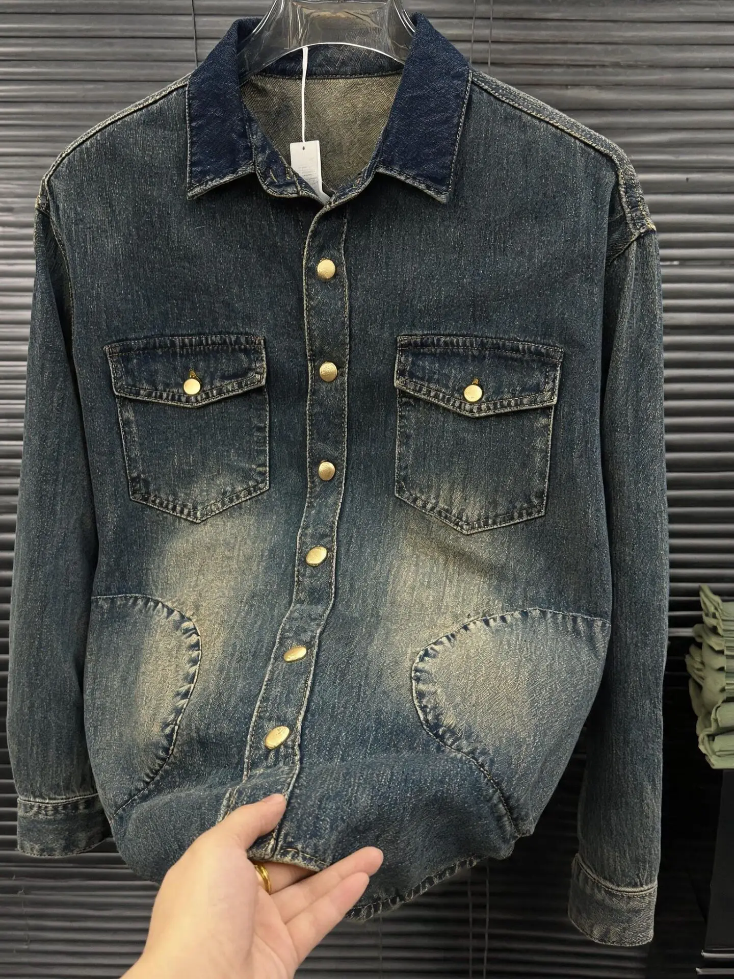 2026 Autumn New Men's Clothing Large Size Trendy Brand Men's Lapel Long Sleeve Loose Single-breasted Solid Color Shirt
