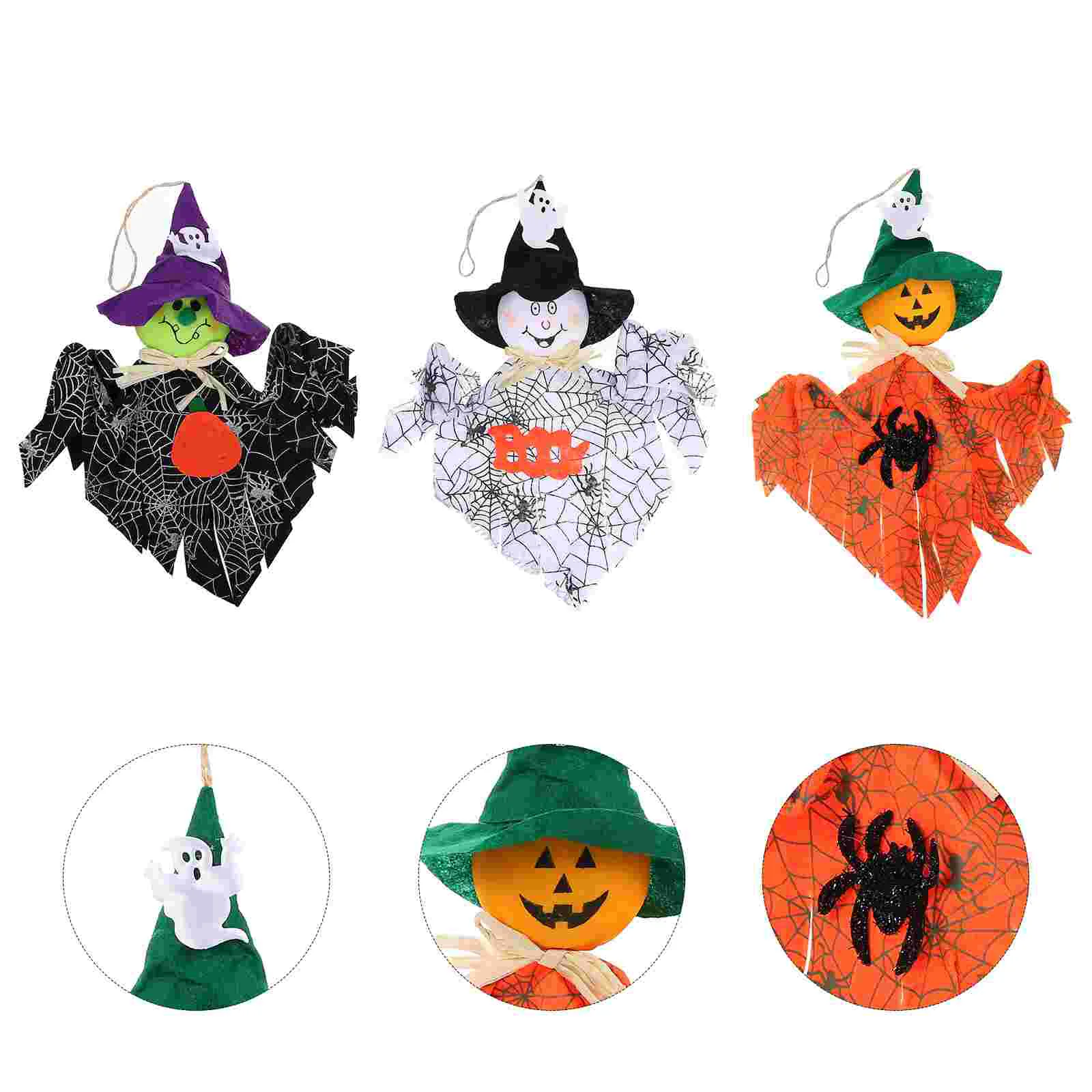 

3 Pcs Pendant Decor Halloween Party Prop Outdoor Household Cloth Ghost Ornaments Favor