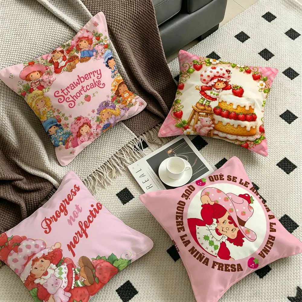 S-Strawberry-Shortcake Sweet-Vintage 45*45cm Cushion Cover Pillow Cover Decor Pillowcase Home Pillowcase for Couch Pillow