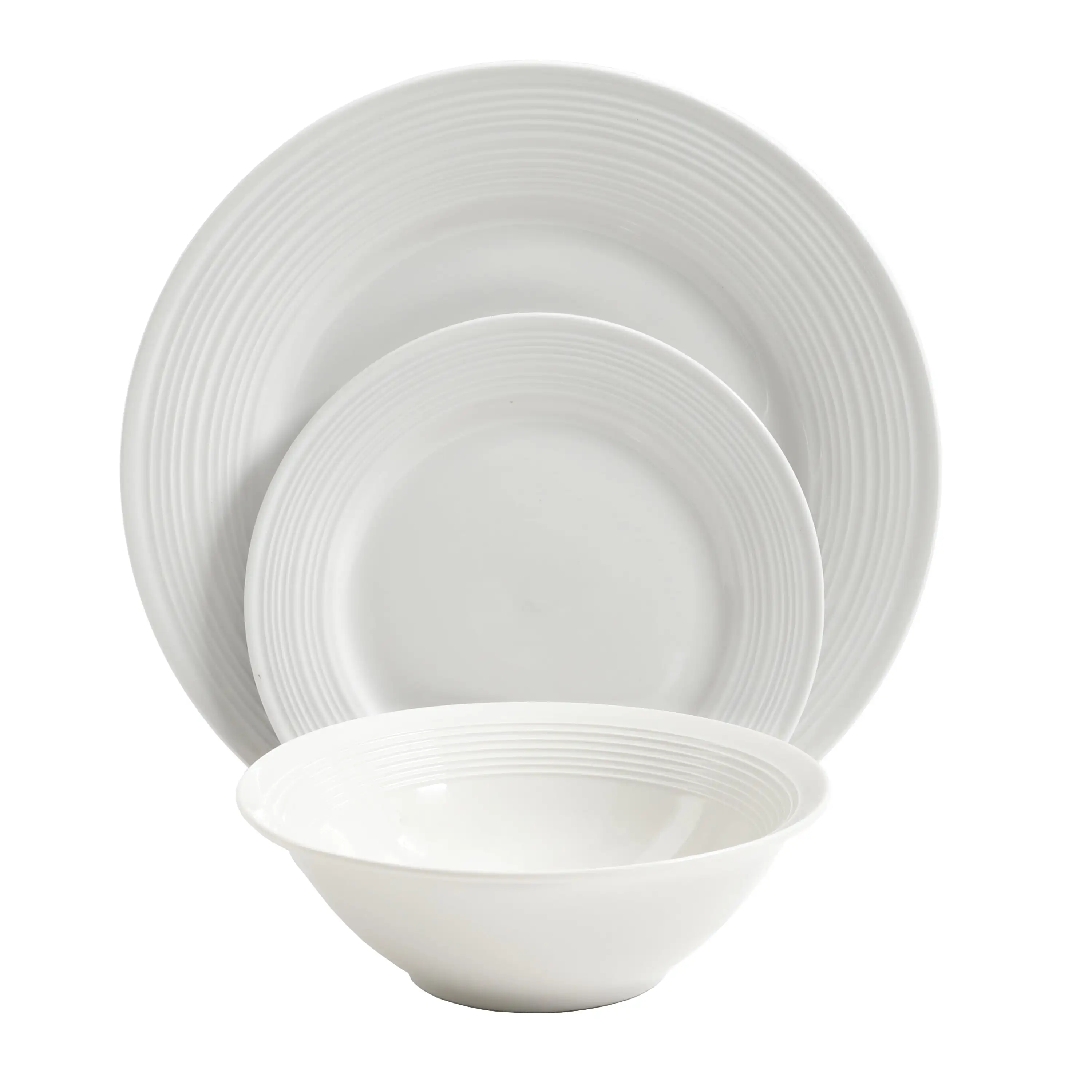 

Everyday Embossed 12-Piece White Dinnerware Set