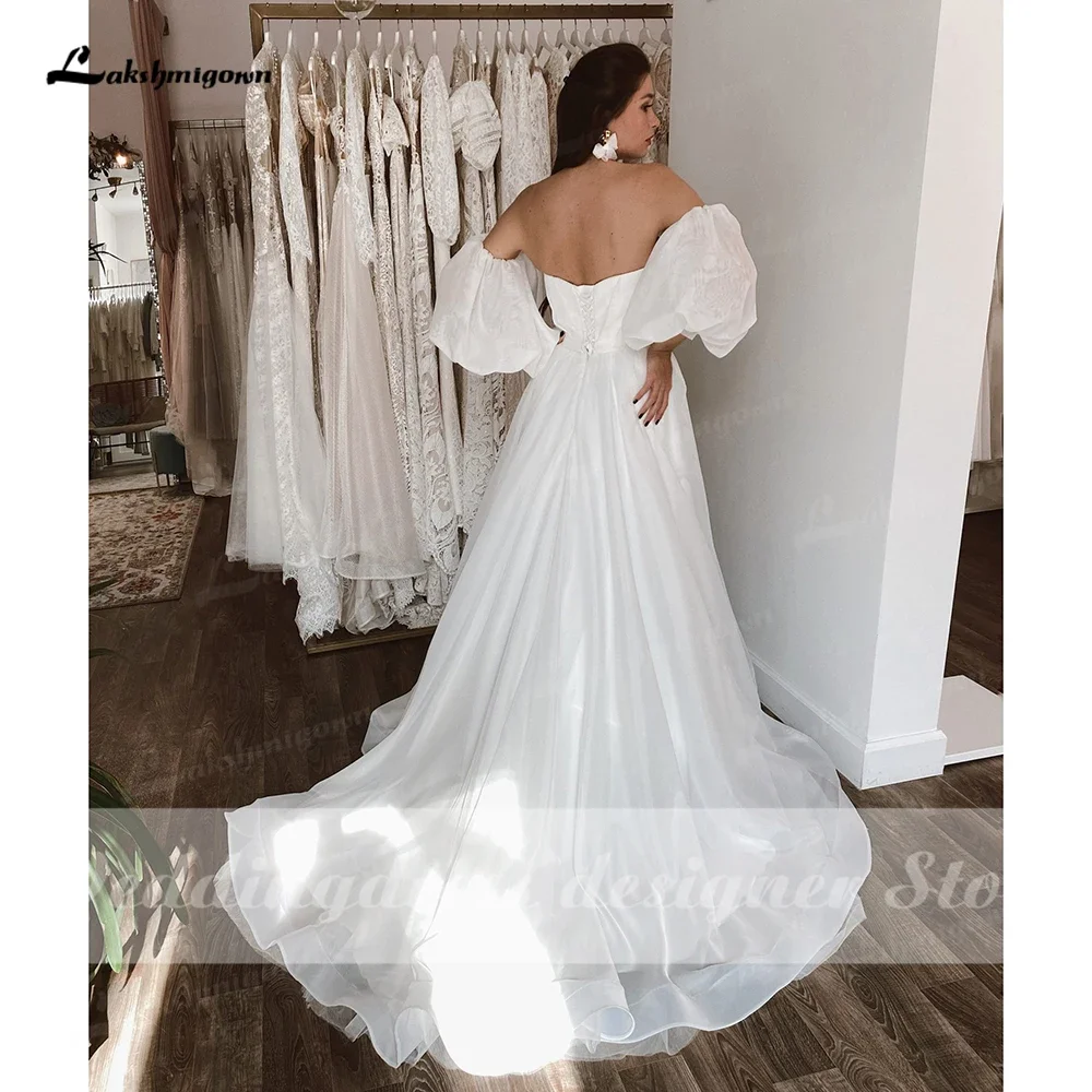 Stijlvolle Boho trouwjurk met afneembare pofmouwen met veters aan de achterkant Minimalistische bruidsjurk vestido de novia Sweetheart Simple