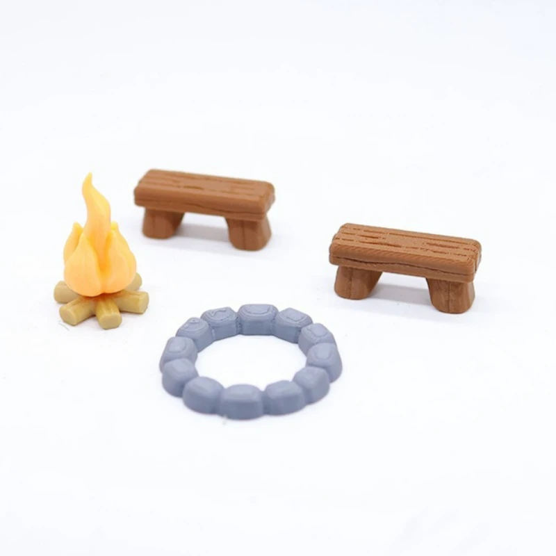 Mini Dollhouse Camping Scene Campfire Model Realistic Stone Fire Pit Miniature Landscape Decoration Photography Prop Accessory