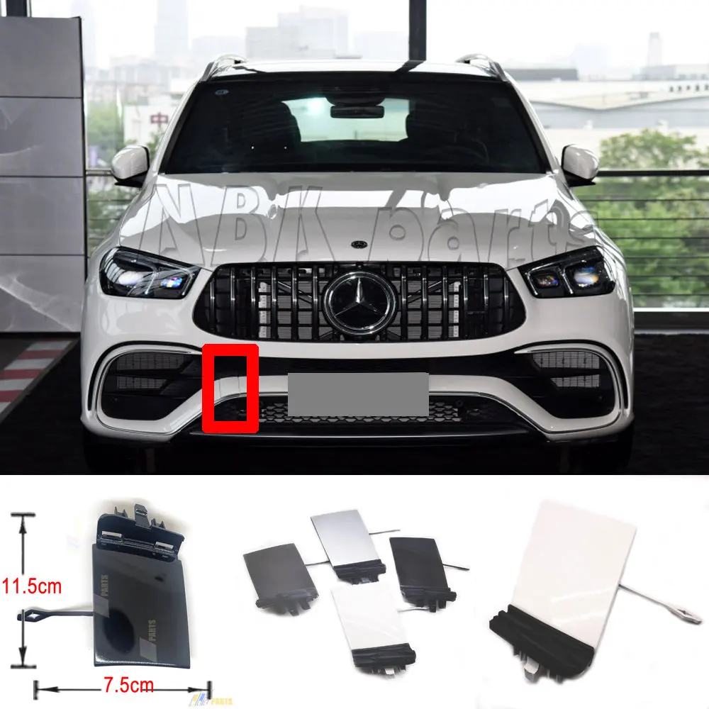 Front Tow Cover 2in1 Fit 20-22 Mercedes-benz GLE AMG Line V167 W167 GLE53 GLE63 S 450 580 4Matic  Eye Hook bumper Cap