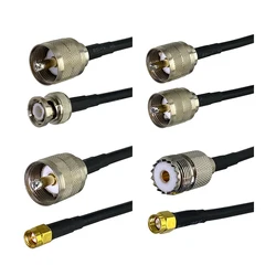 RG58 UHF PL259 SO239 to BNC SMA UHF N Male Plug & Female Jack Nut & Flange Connector RF Coaxial Jumper Pigtail Cable 6inch~5M