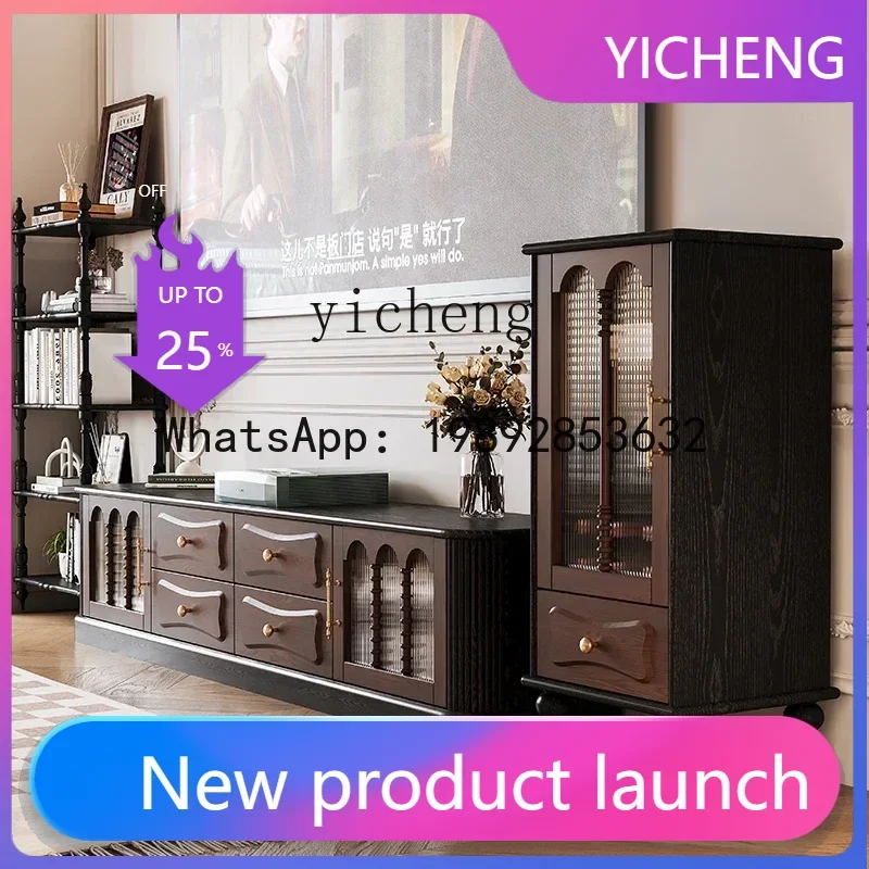 

LYY solid wood dining side cabinet simple locker side cabinet wall glass door wine cabinet