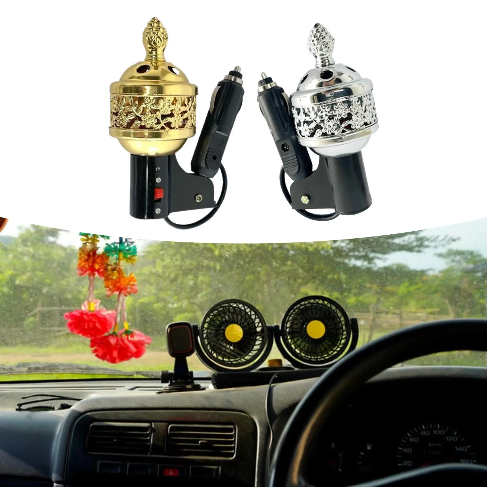 Creative Car Incense Burner Plug in Metal Aroma Diffuser Multifunctional Scent for Vehicle Use