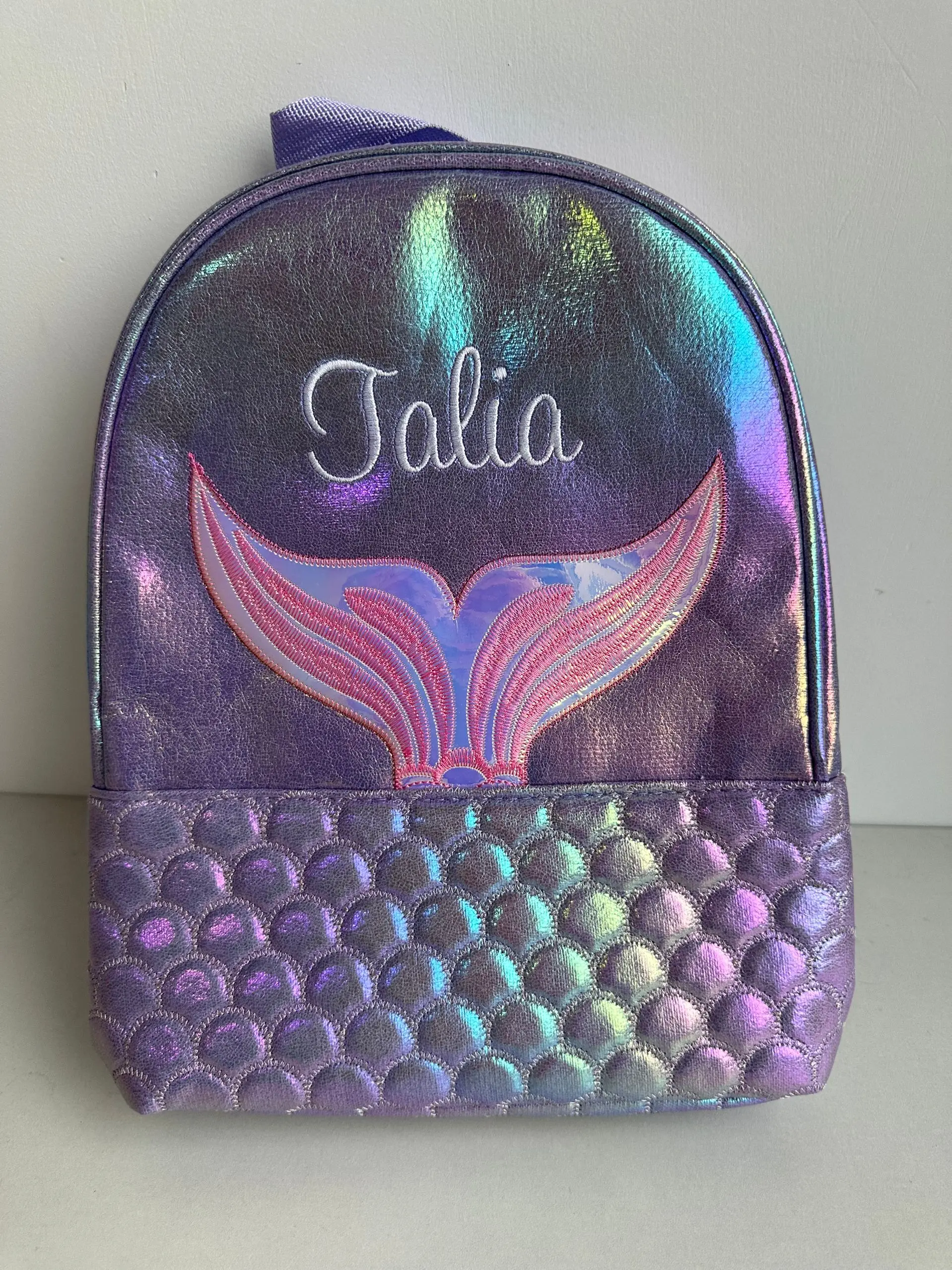 Mochila de PU de sirena personalizada para estudiantes, de gran capacidad para niñas mochila escolar, bolsas de regalo de cumpleaños con nombre personalizado, nueva