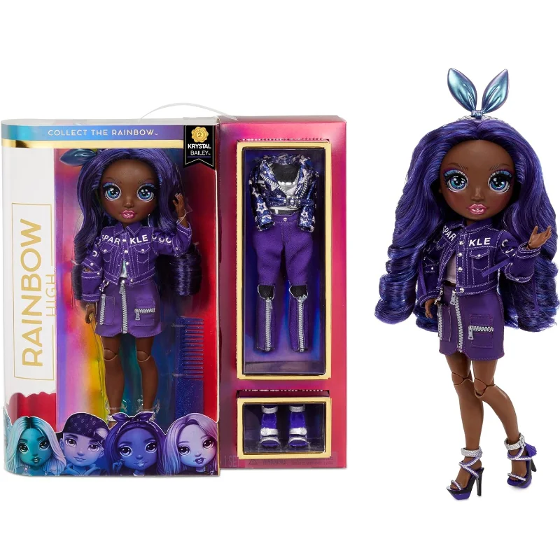 Rainbow High Krystal Bailey Indigo Dark Purple Fashion Doll 2 Outfits to Mix & Match and Doll Accessories Great Gift Toy Kids