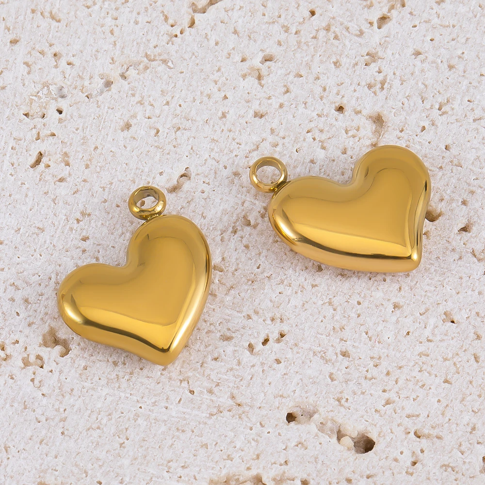 

2pcs Best-Selling Stainless Steel Heart Pendants For DIY Couples And Friends Necklaces Gift-Making Minimalist Jewelry Accessory