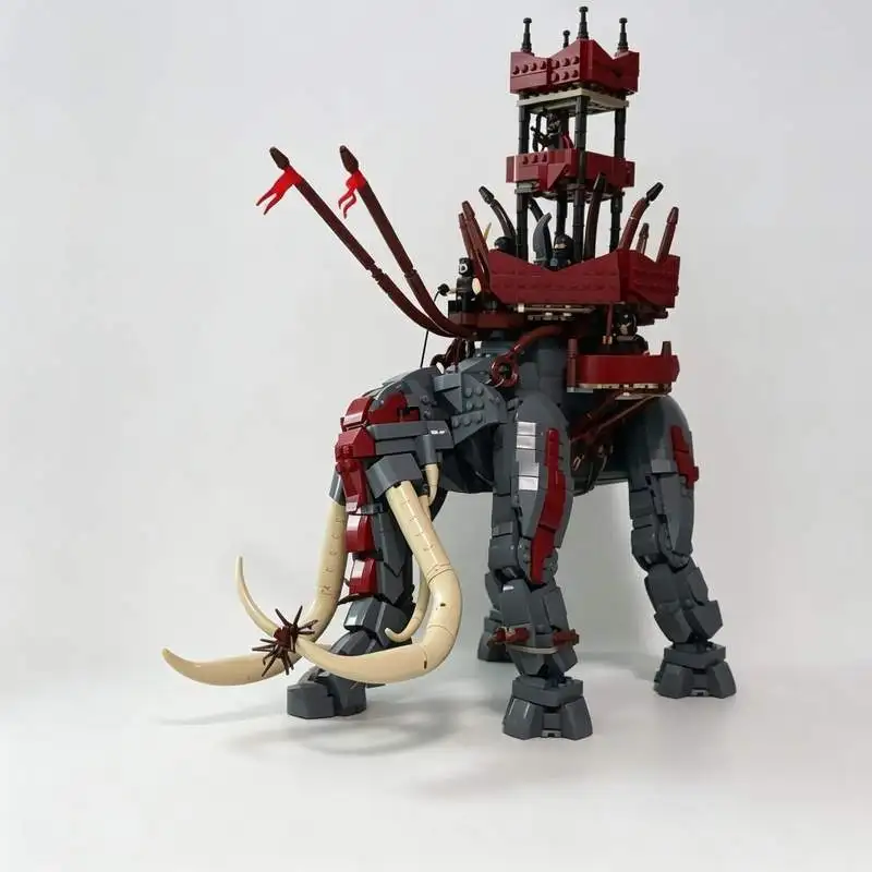 2095PCS Fantasy Battle Elephant Tower Model Custom Building Blocks Ancient Giant Beast Assembly Toy Display Collection Gift