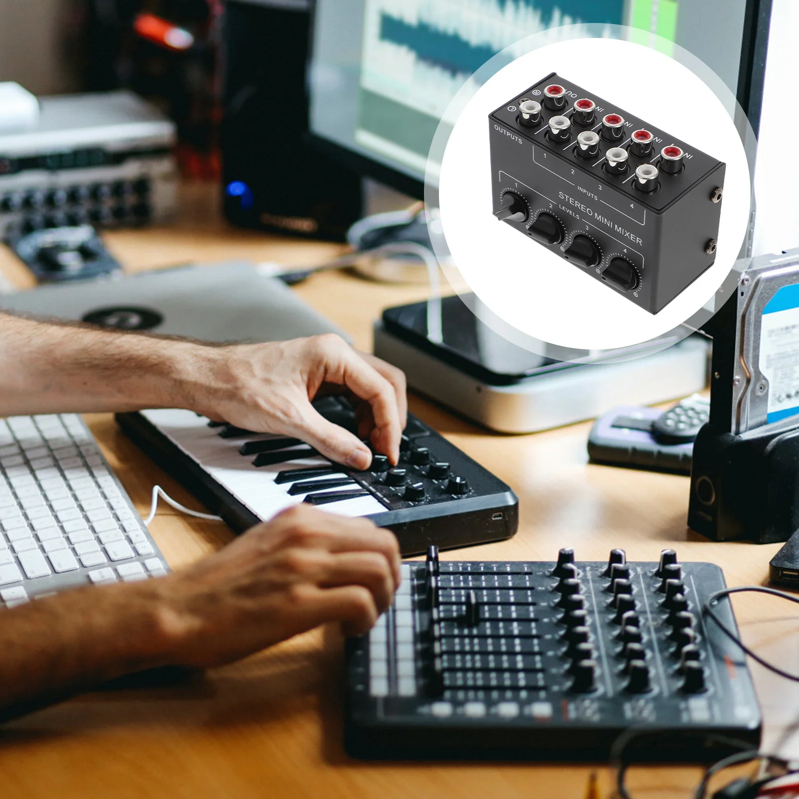 

4 Channel Audio Mixer Mini Portable Stereo Passive Mixer For Live Streaming Dj Equipment Signal Blend Tool