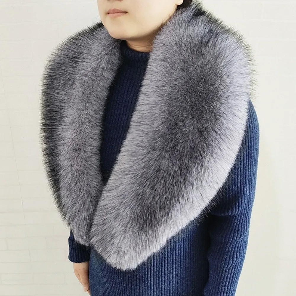 Large Size Faux Fur Collar Set Oversized V Shape Shawl Collar Wrap Detachable Thick Warm Decorative Fur Scarf Overcoat Matching