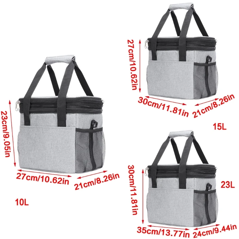 10/15/23L Coolers Bag Lunch Box Large Capacity Thermal Bag Insulated Bag Picnics Bag Double Layers Lunch Bag for Travel